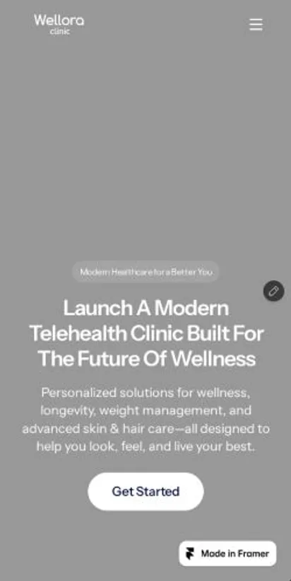 WelloraCare home page on mobile