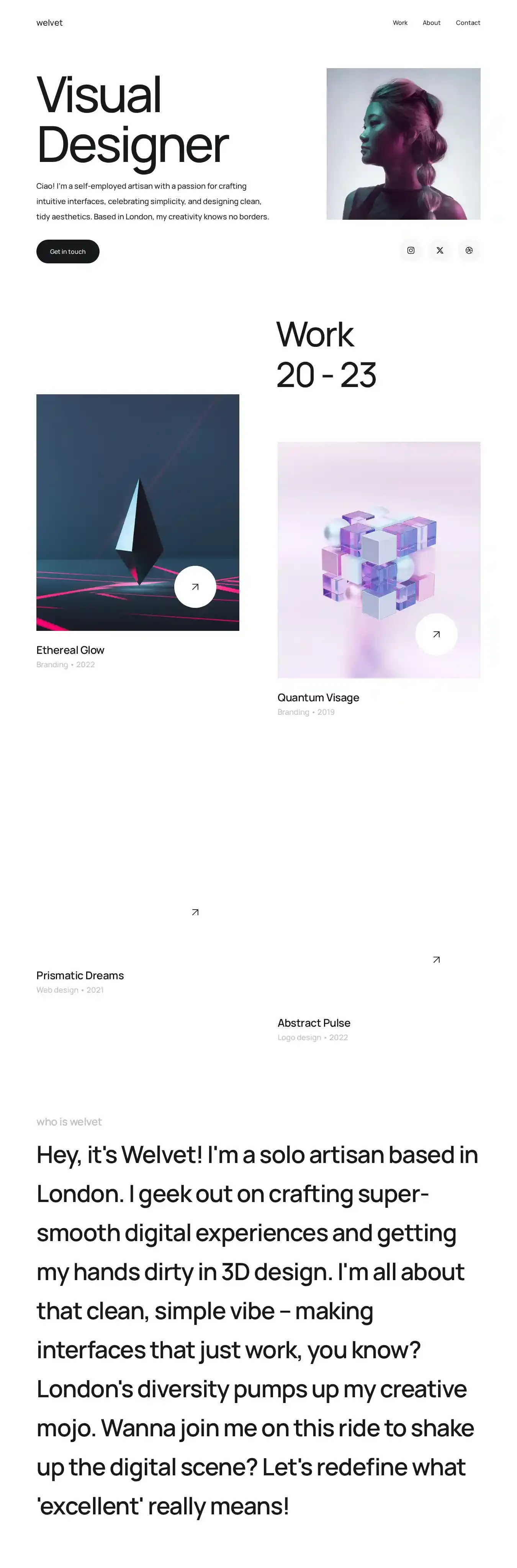 Welvet home page on desktop