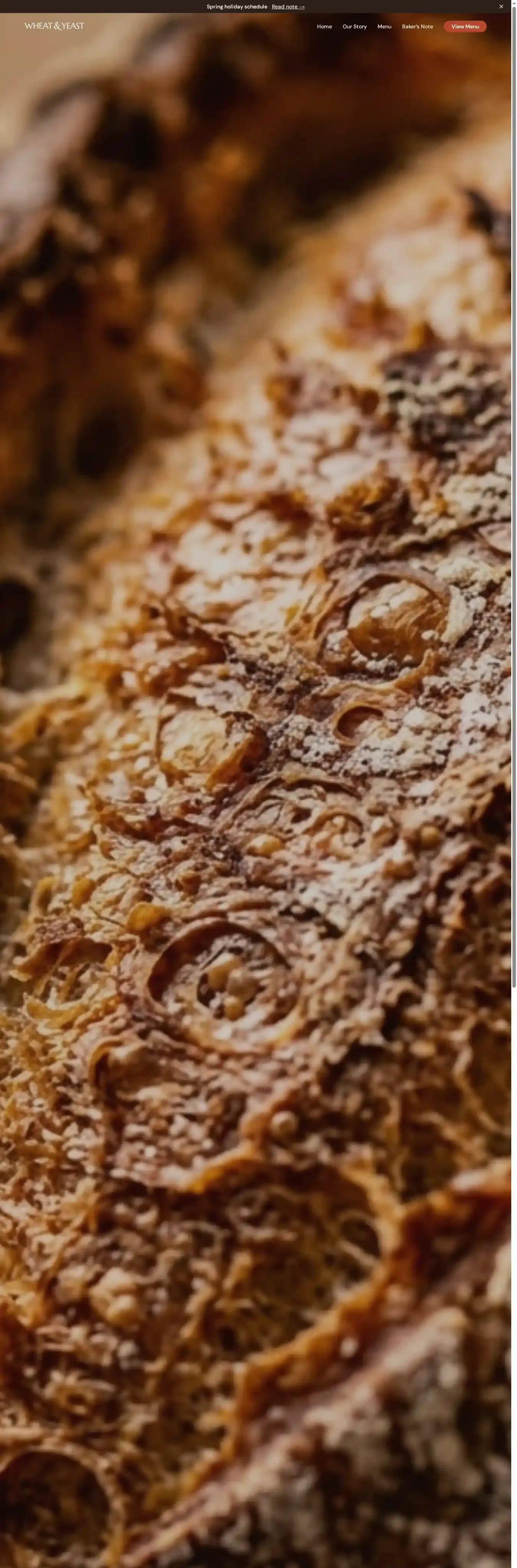 Wheat & Yeast Basic home page on desktop