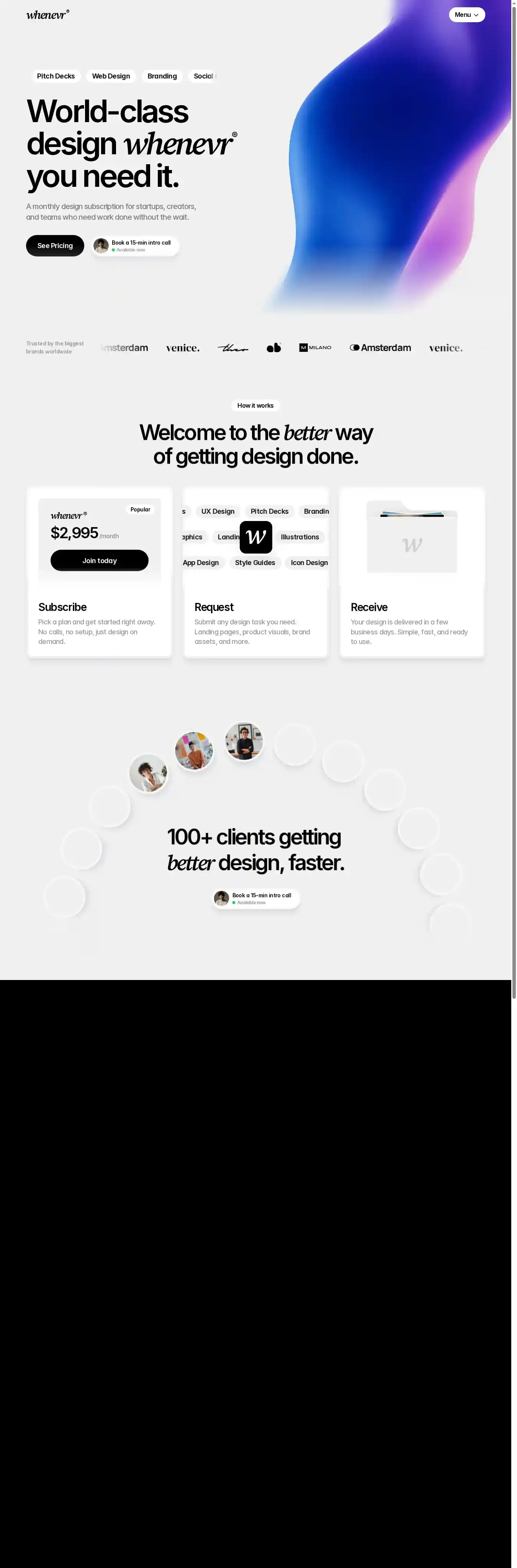 Whenevr home page on desktop
