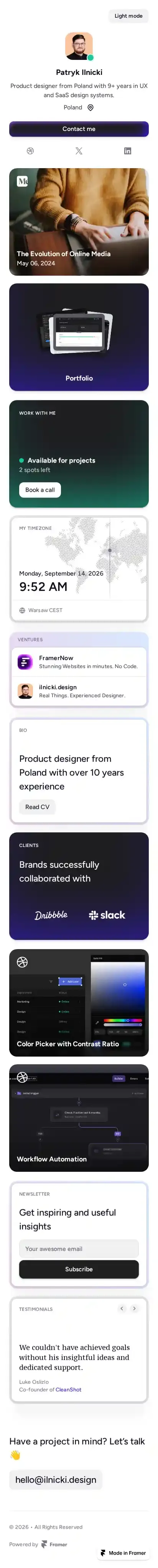 Widget home page on mobile