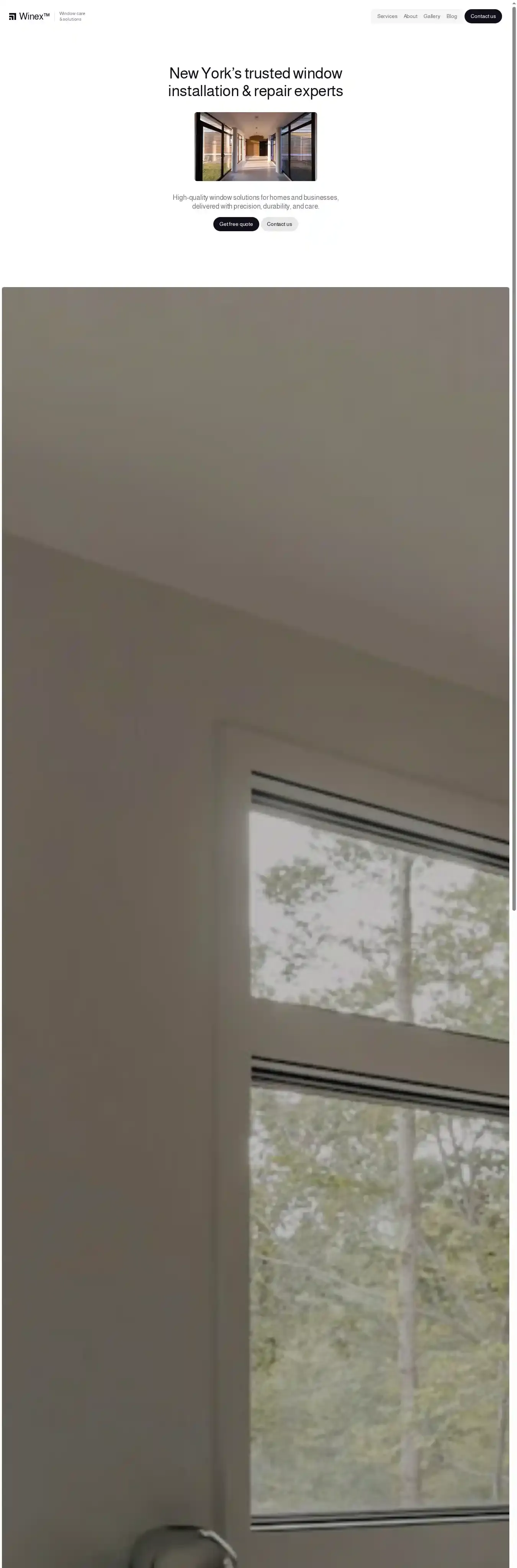 Winex home page on desktop