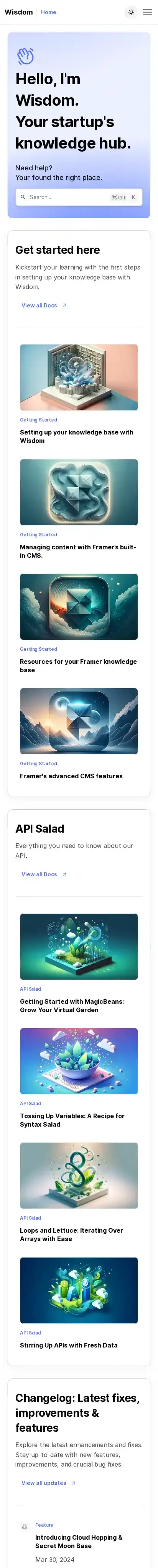 Wisdom home page on mobile
