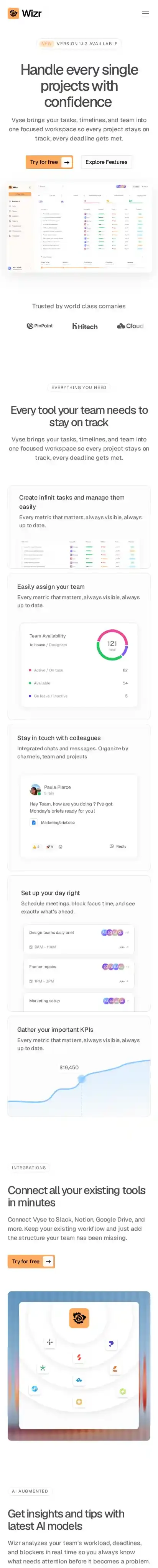 Wizr home page on mobile