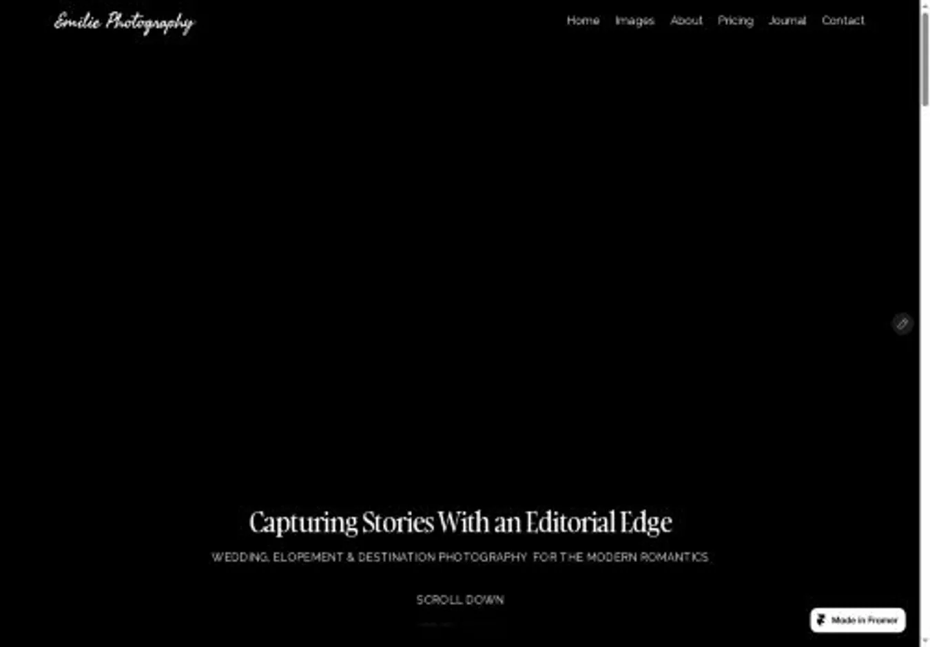 Women Photographer home page on desktop