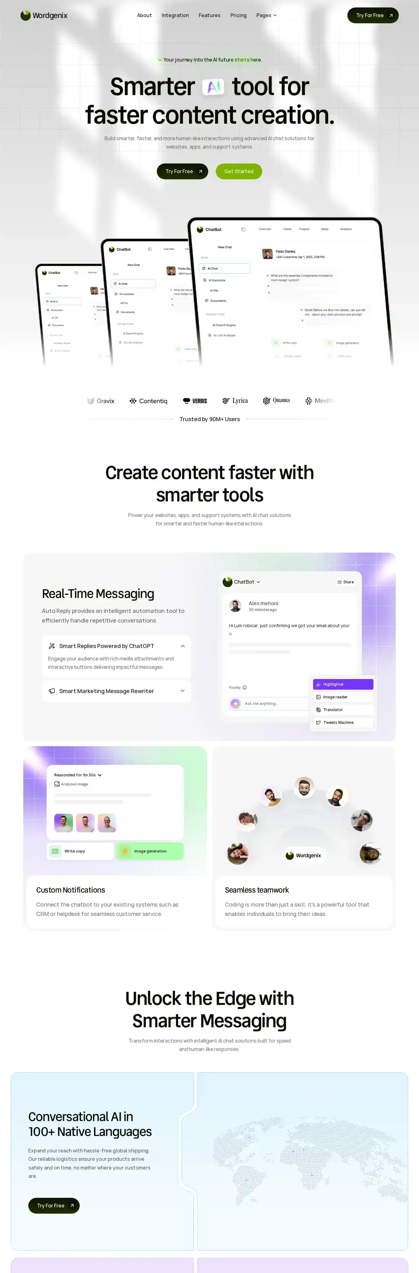Wordgenix home page on desktop