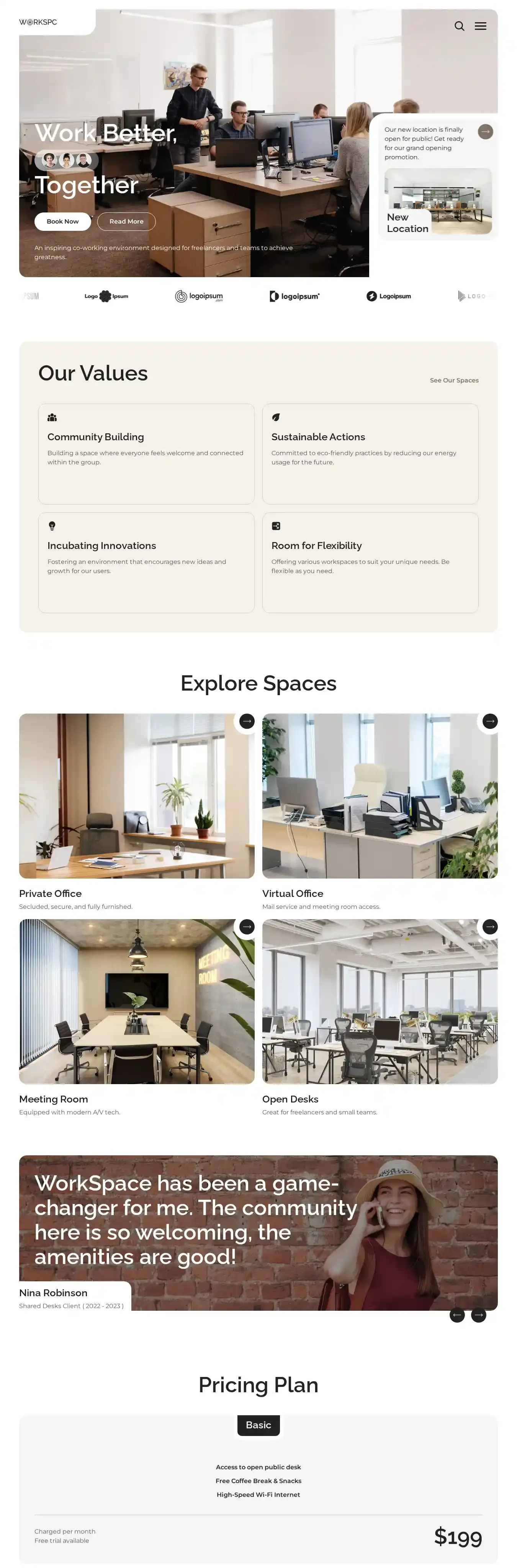 WorkScape home page on desktop