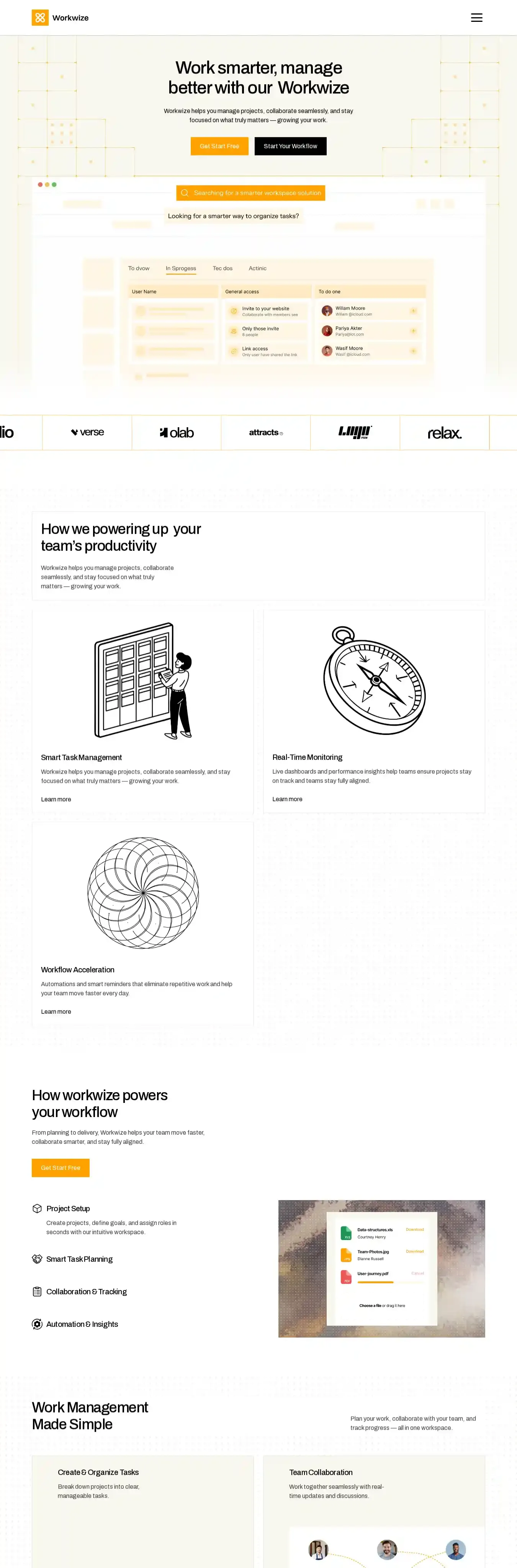Workwize home page on desktop