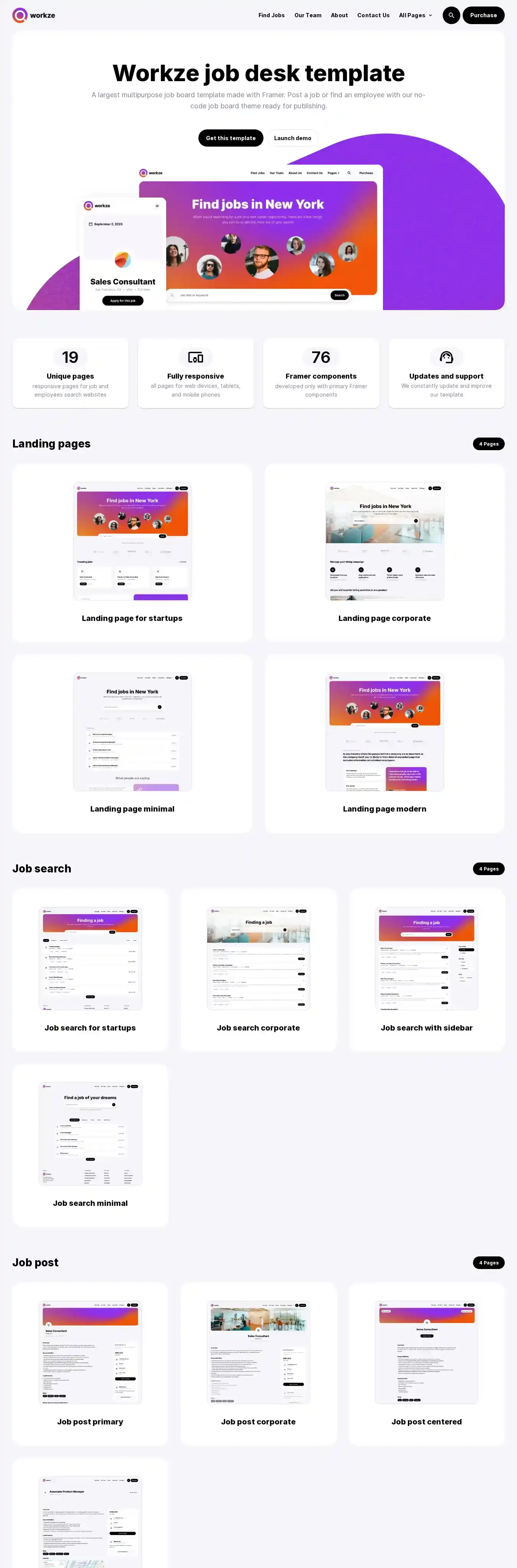 Workze home page on desktop