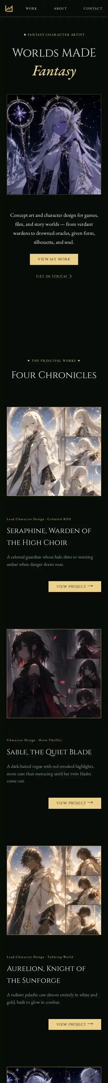 Worlds Made home page on mobile