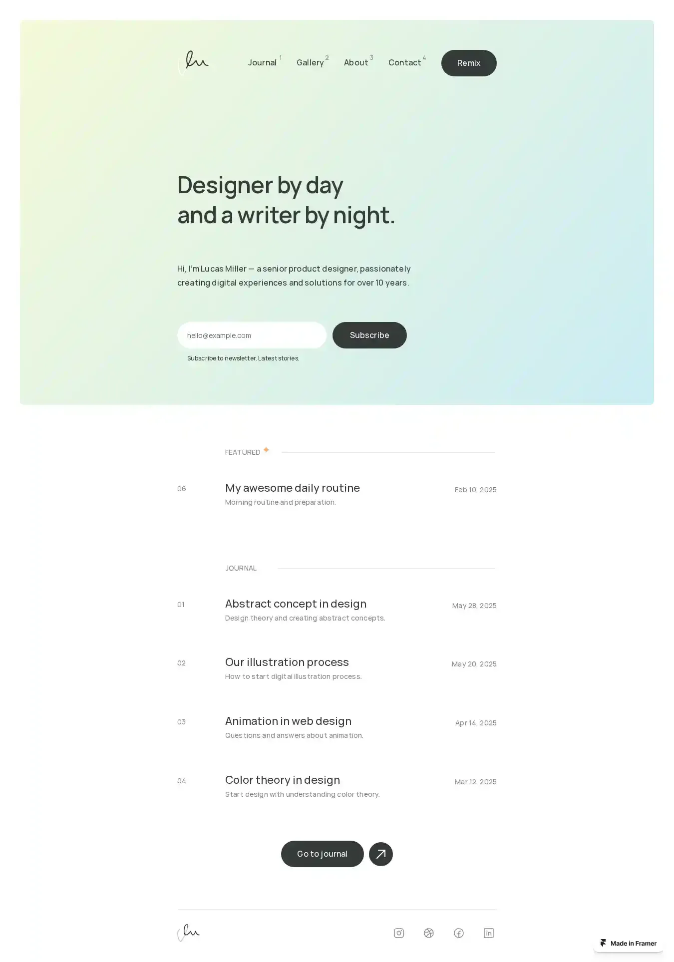 Writeme home page on desktop