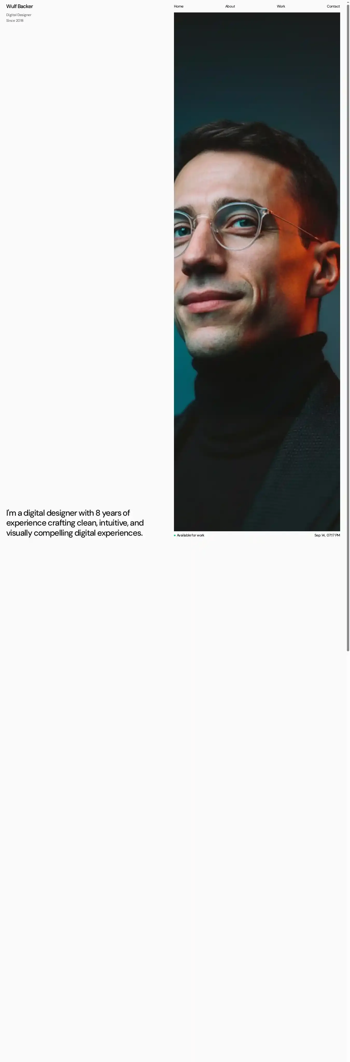 Wulf home page on desktop
