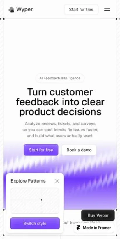 Wyper home page on mobile