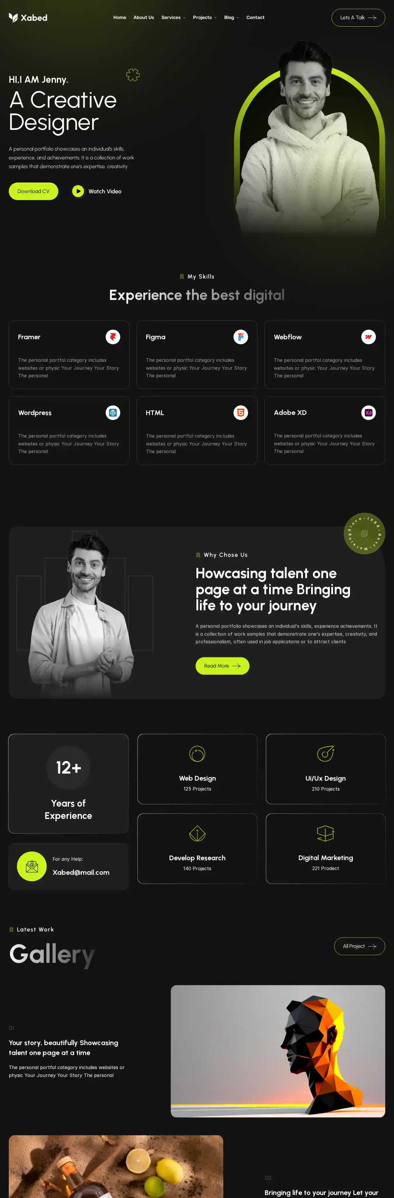 Xabed home page on desktop