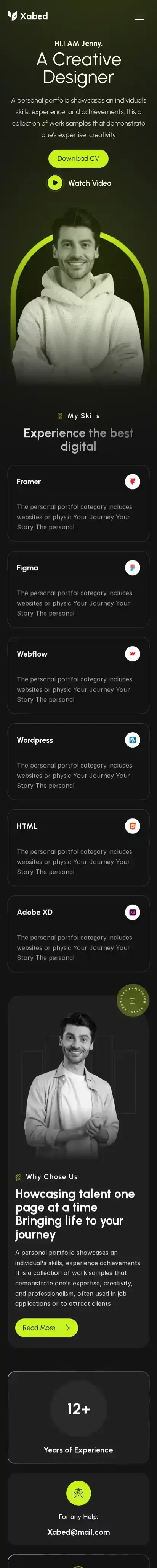 Xabed home page on mobile