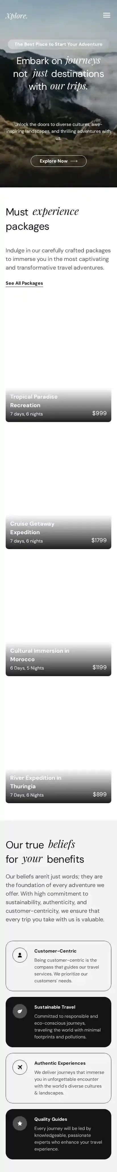 Xplore home page on mobile
