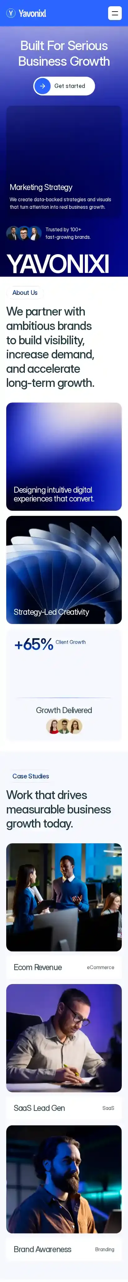 Yavonixl home page on mobile