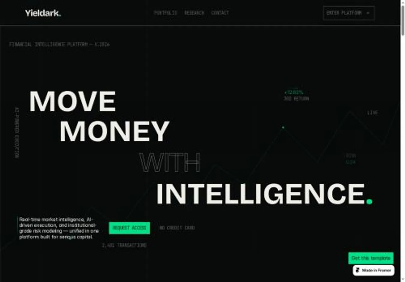 Yieldark. home page on desktop