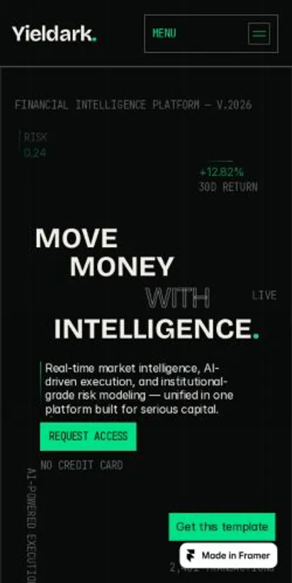 Yieldark. home page on mobile