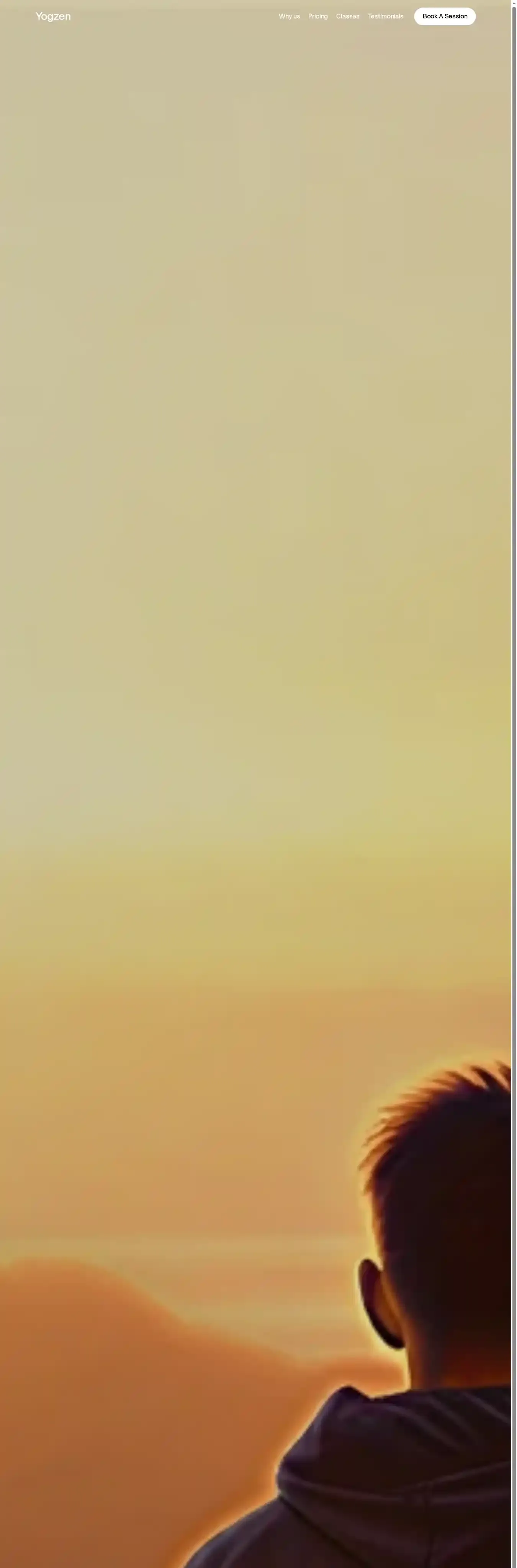 Yogzen home page on desktop