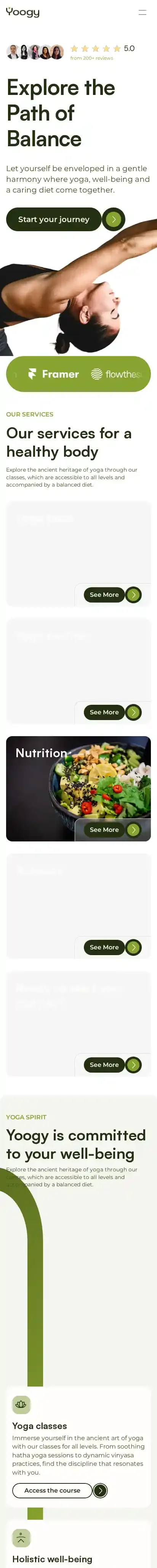 Yoogy home page on mobile