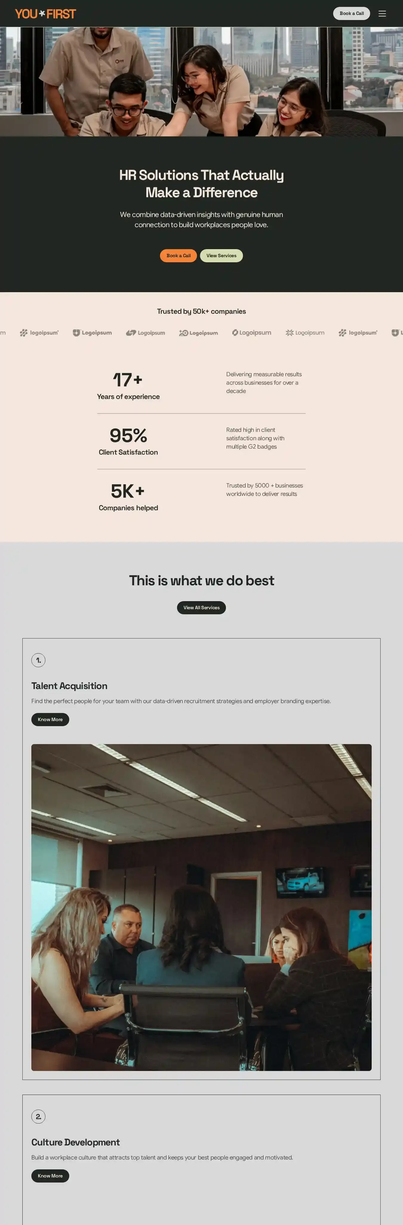 YouFirst home page on desktop