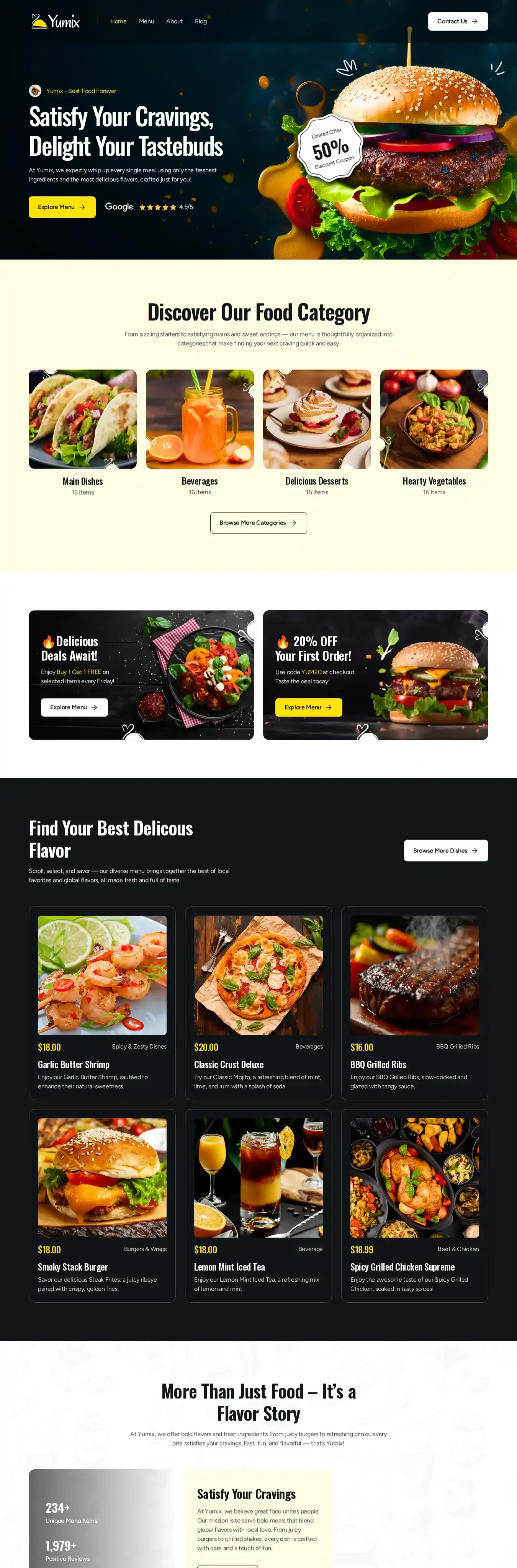 Yumix home page on desktop