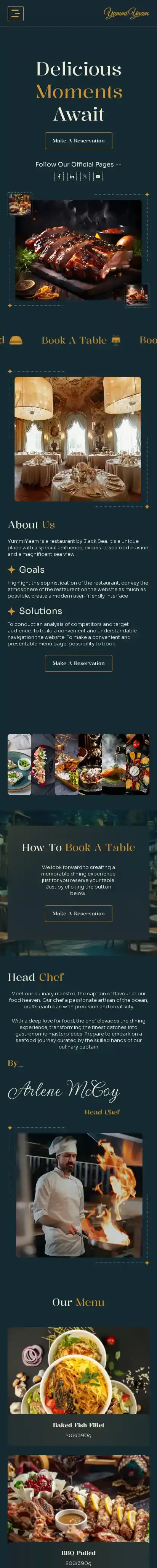Yummi-Yaam home page on mobile