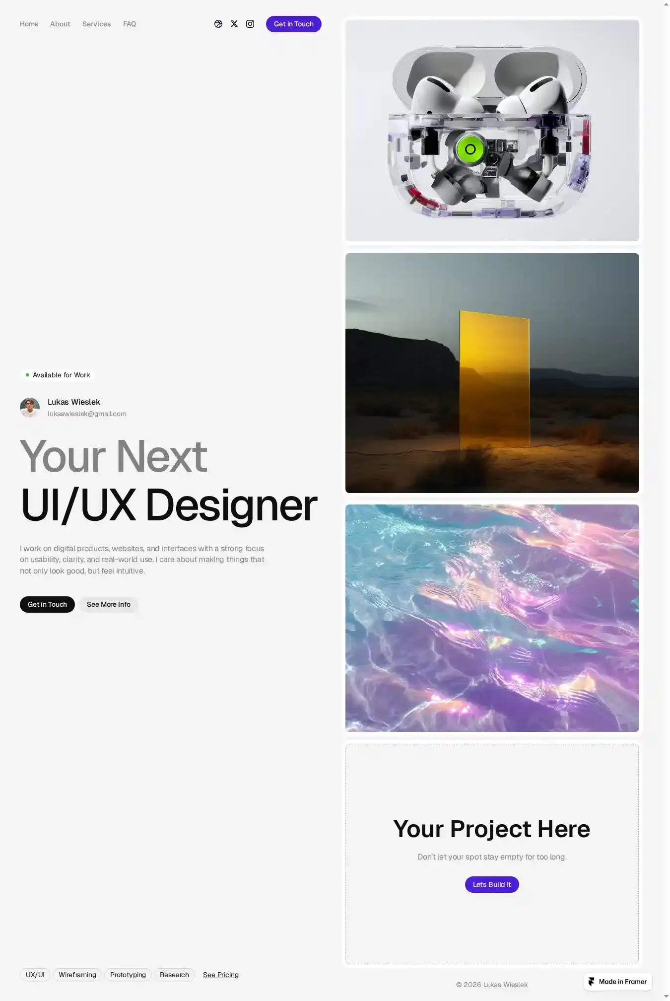 YWY home page on desktop