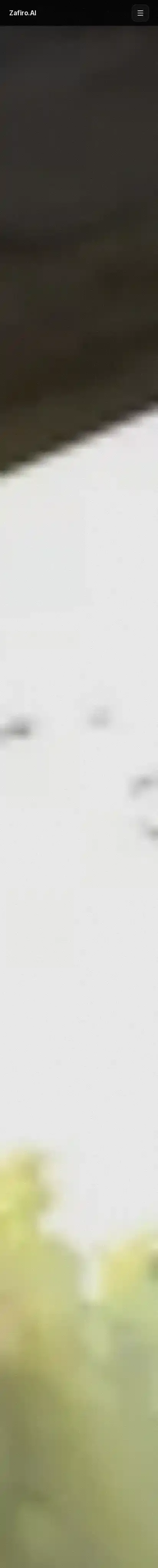 Zafiro home page on mobile