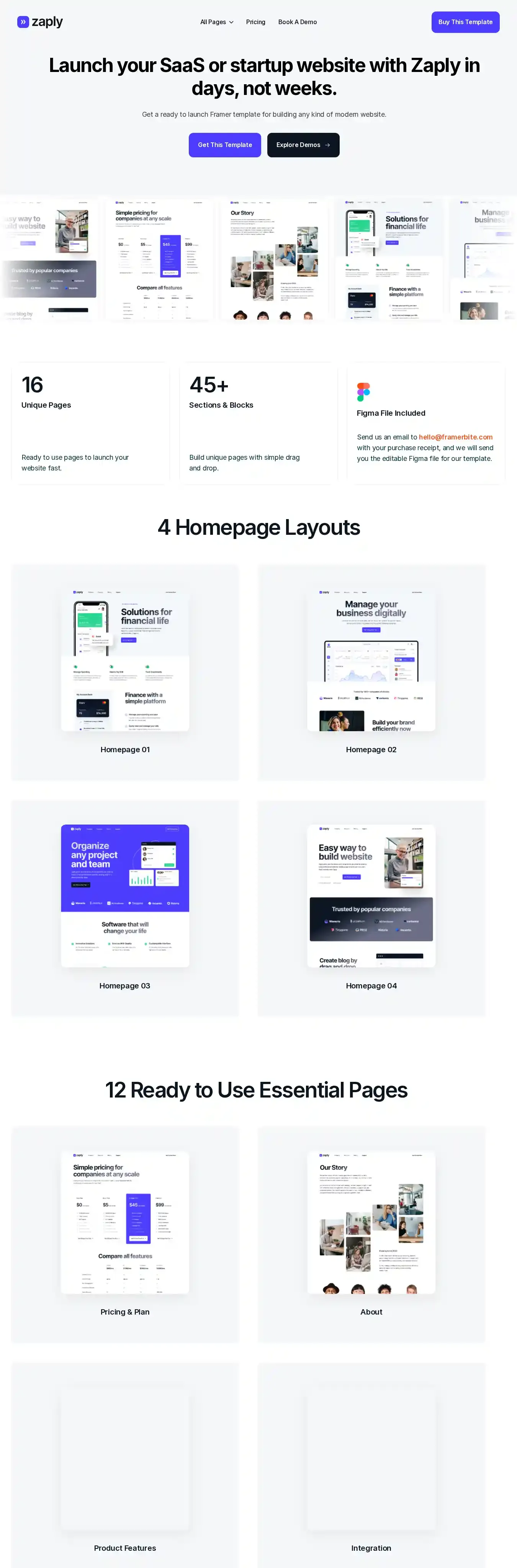 Zaply home page on desktop
