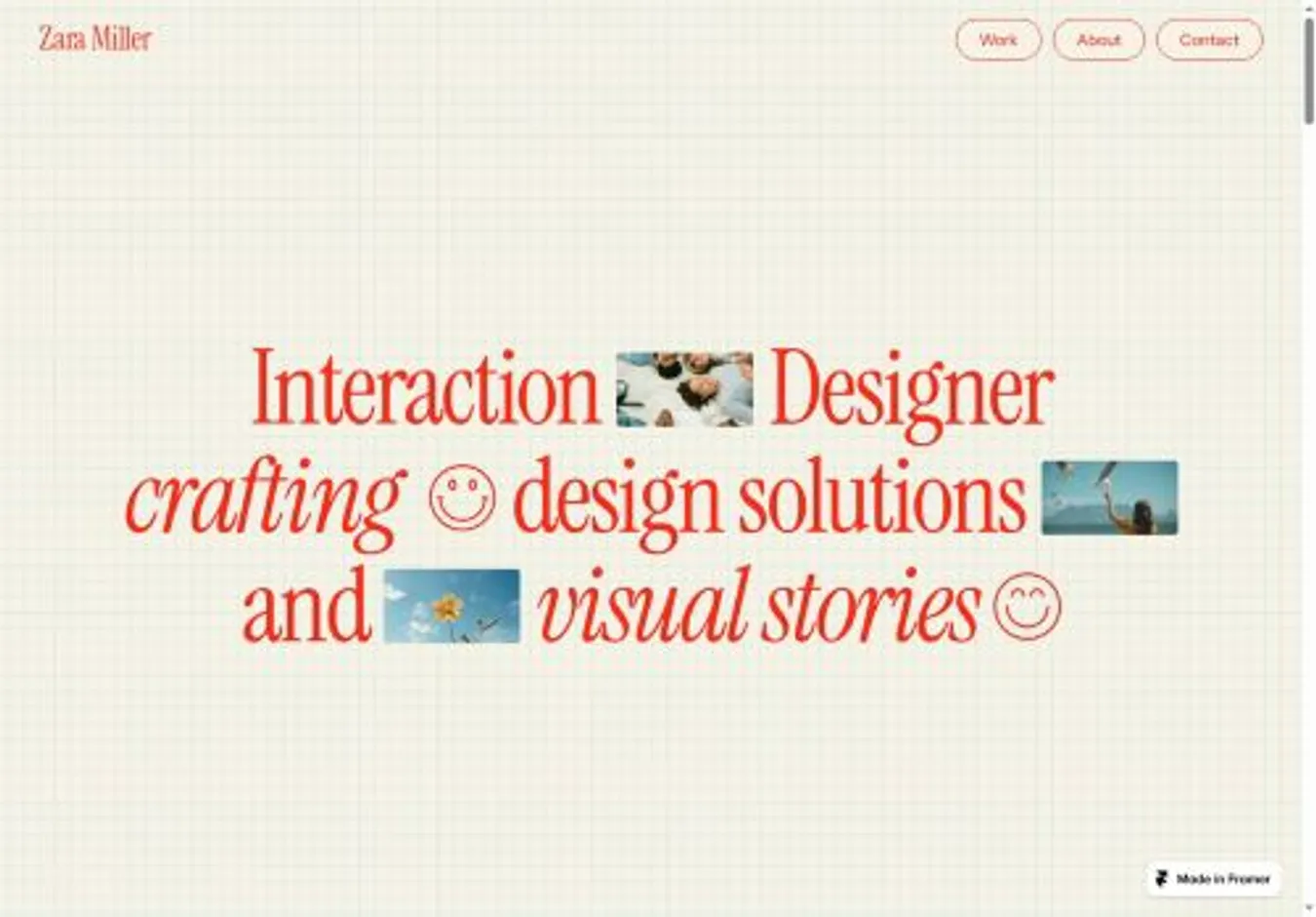 Zara Miller home page on desktop