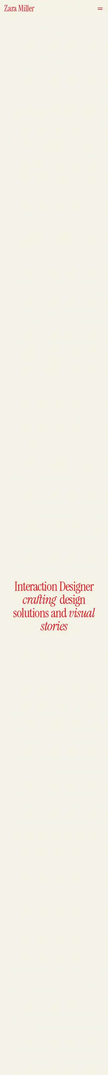 Zara Miller home page on mobile