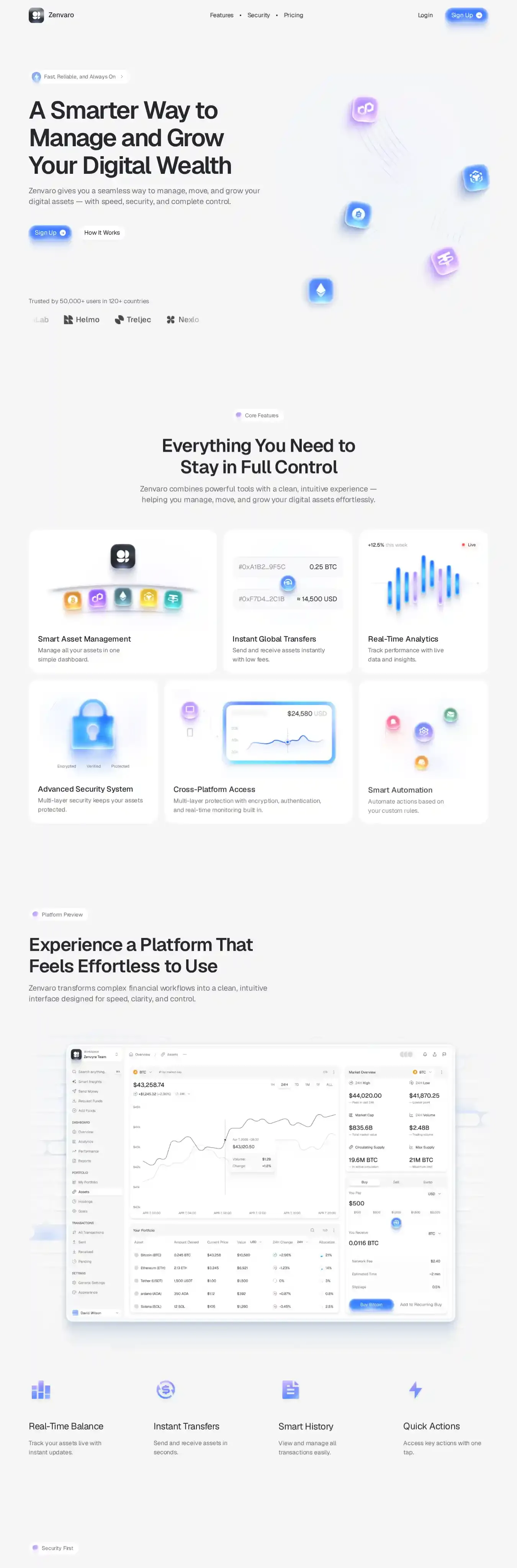 Zenvaro home page on desktop