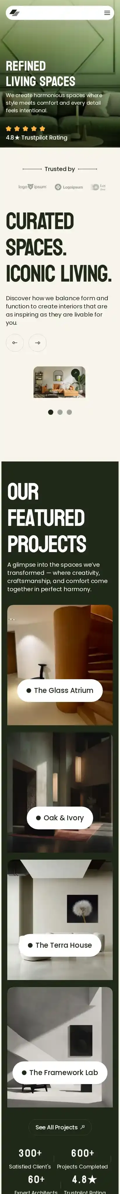 Zenvira home page on mobile
