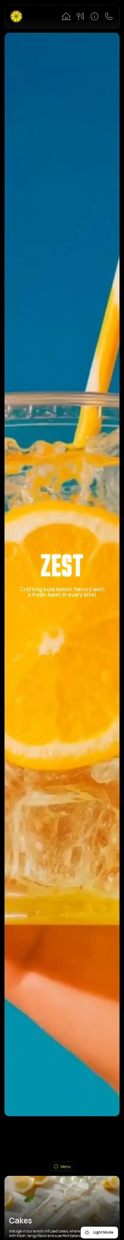 Zest home page on mobile
