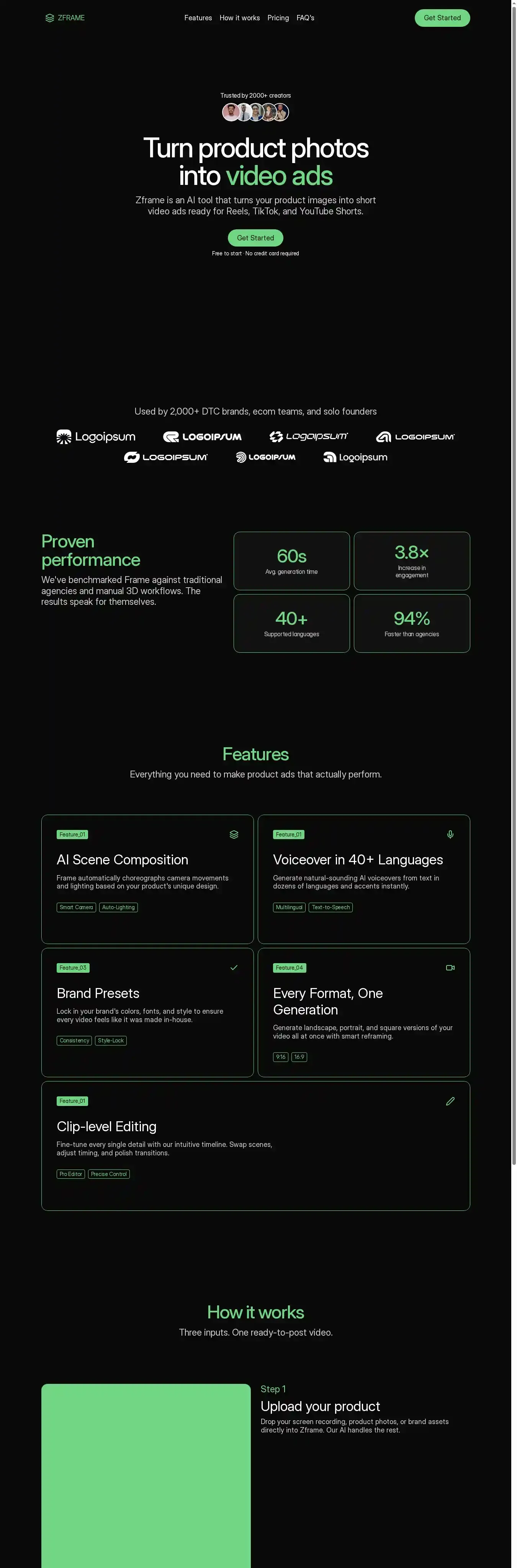 zframe home page on desktop