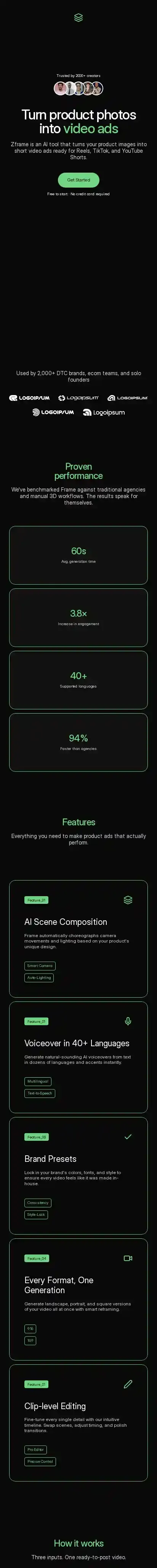 zframe home page on mobile