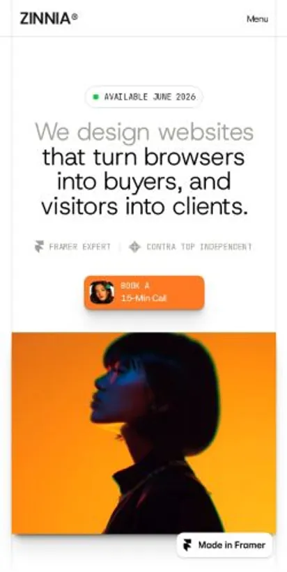 Zinnia home page on mobile
