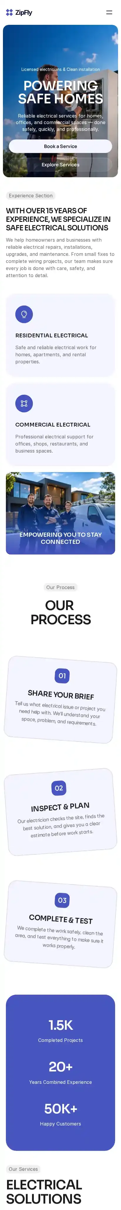 ZipFly home page on mobile