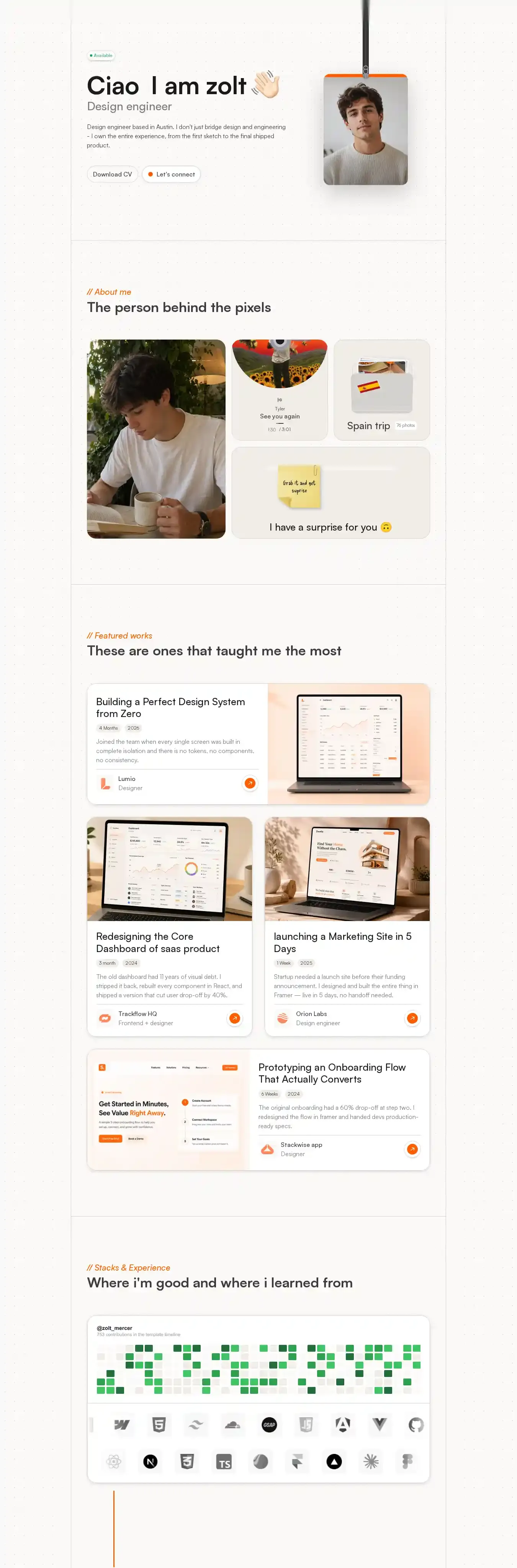 Zolt home page on desktop