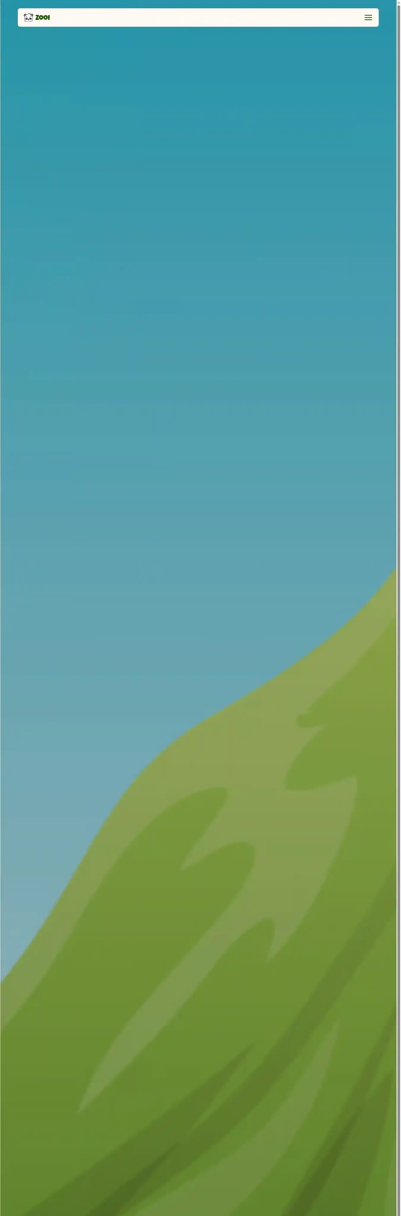 Zooi home page on desktop