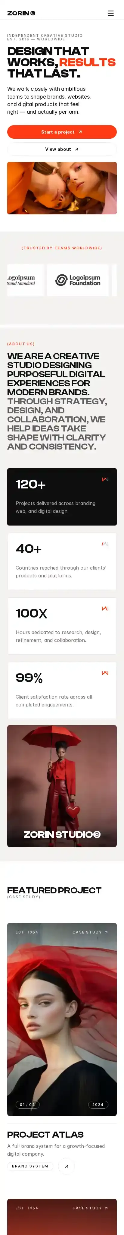 Zorin home page on mobile