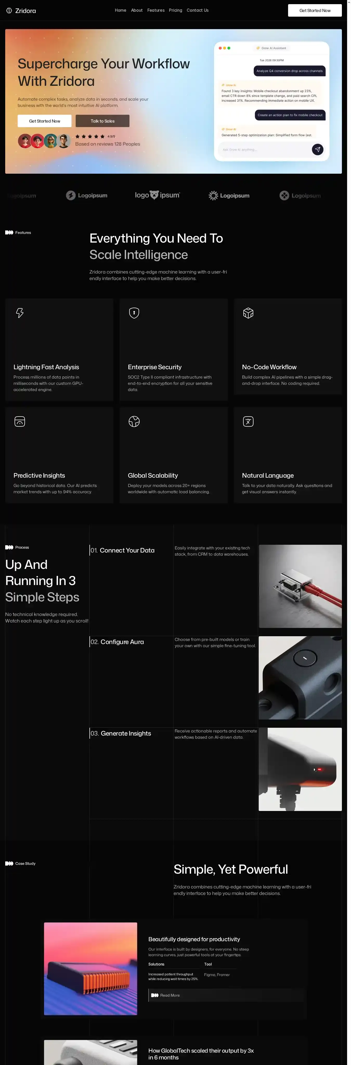 Zridora home page on desktop