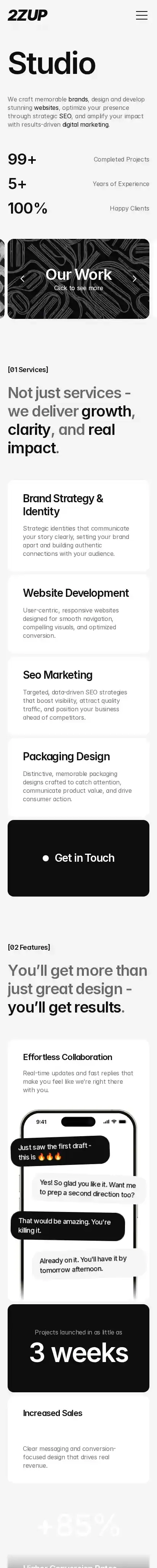 ZUP home page on mobile