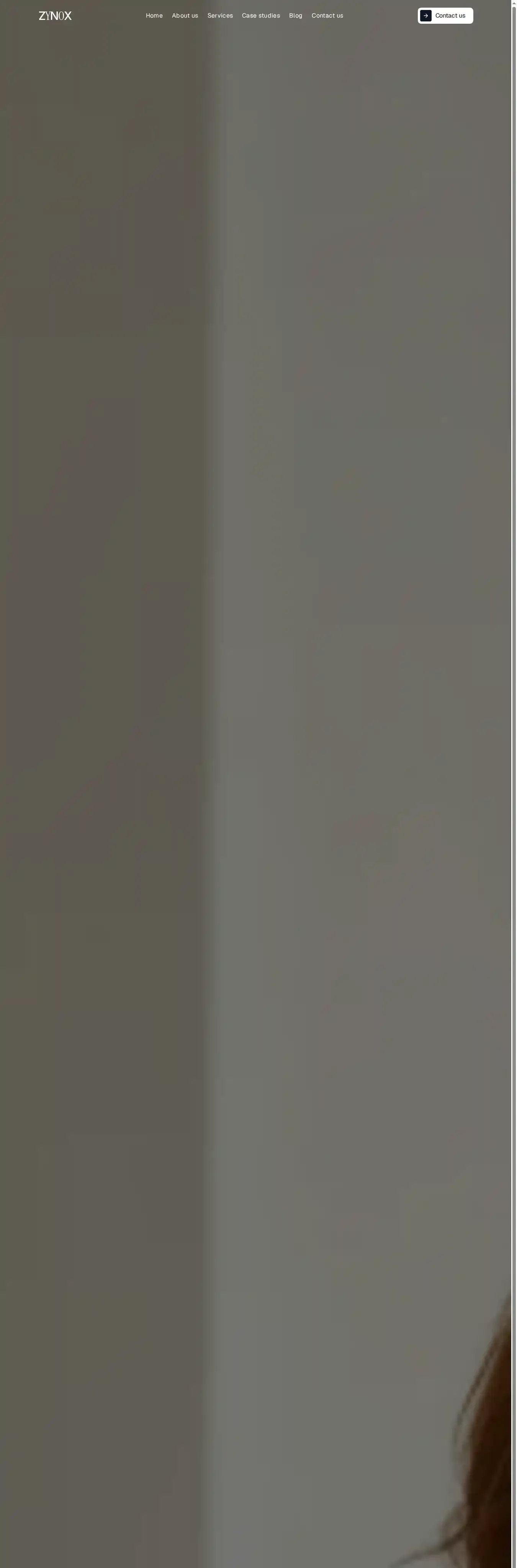 Zynox home page on desktop