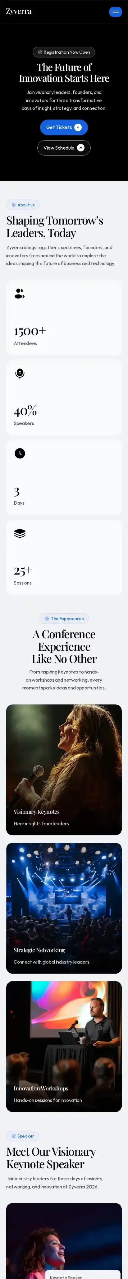 Zyverra home page on mobile