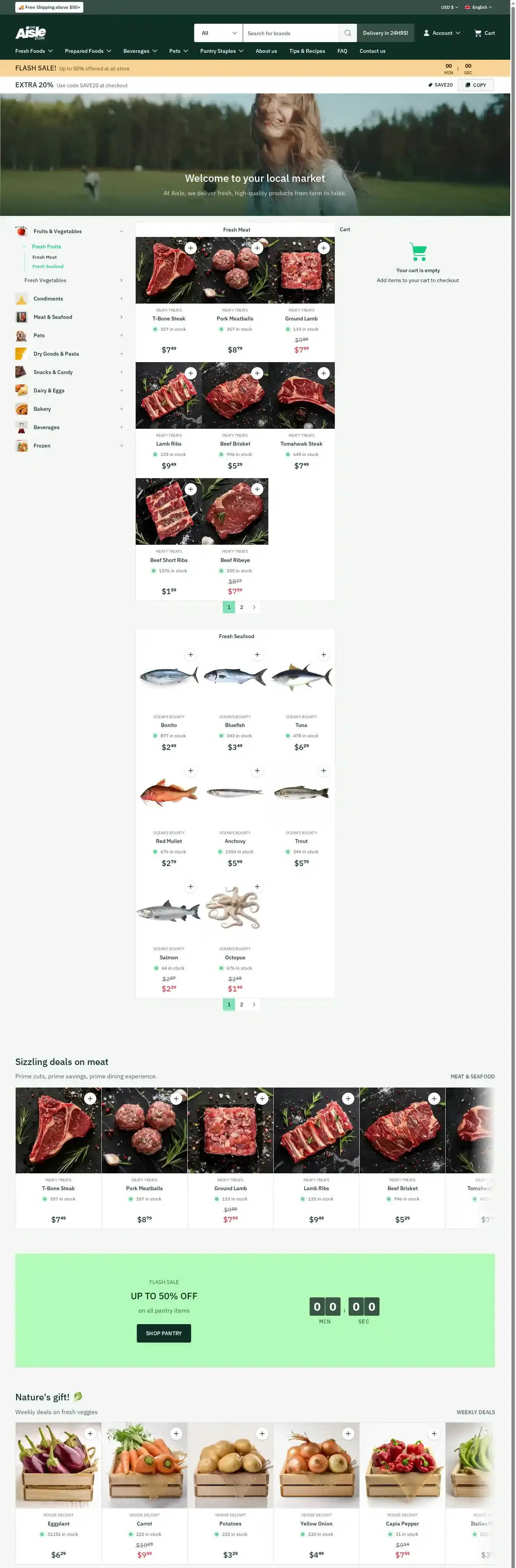 Aisle home page on desktop