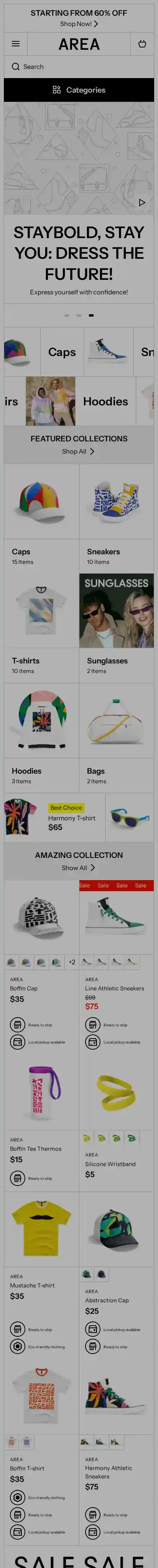 Area home page on mobile