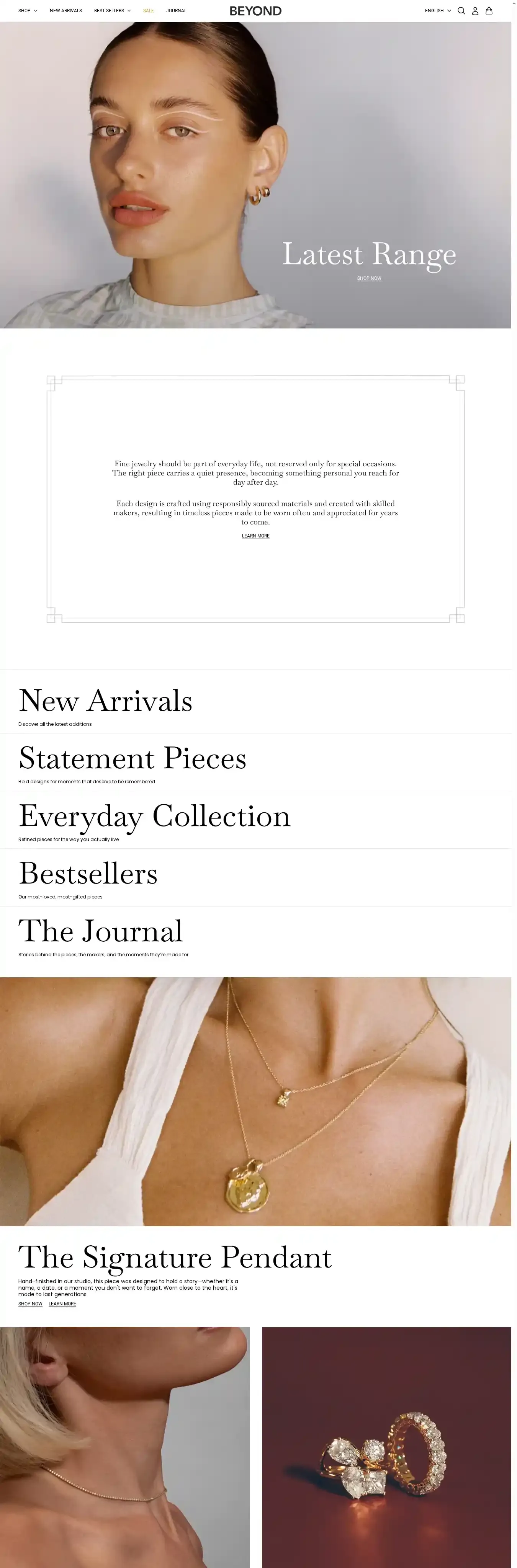 Beyond home page on desktop